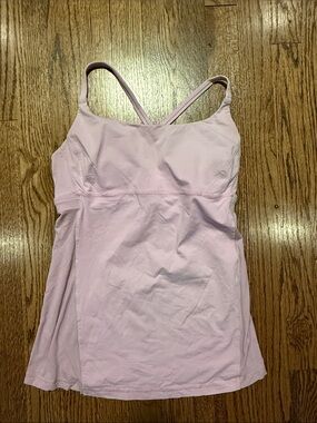 Lululemon yeah yoga Light Pink Women's Criss cross Tank with Built-In Bra size 4